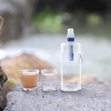 PRZENOŚNY FILTROWANY WOREK NA WODĘ Z FILTREM 480ML