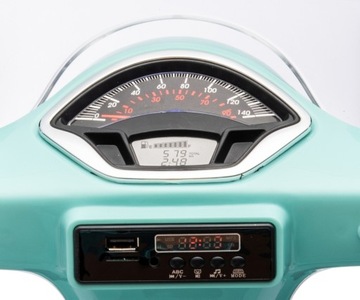 БИРЮЗОВЫЙ МОТОР VESPA GTS MILLY MALLY АККУМУЛЯТОРНЫЙ СКУТЕР МЯТНЫЙ МУЗЫКАЛЬНЫЙ СВЕТОДИОД