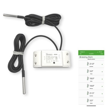 Датчик температуры Sonoff wifi 2 x DS18B20 2м, термостат