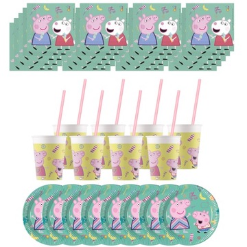 Набор тарелок, чашек, салфеток, трубочек PEPPA