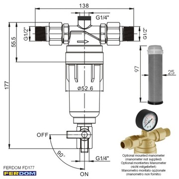 FD178 Самоочищающийся фильтр предварительной очистки + сетка FERDOM