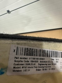 фото thumb №9, Коврик левый перед, левый передний mercedes b klasa w247 m, w177 europa