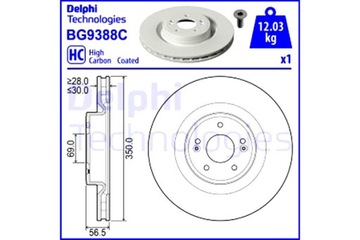 фото thumb №2, Диски тормозные 2szt. delphi bg9388c genesis g70 kia stinger 06.17-