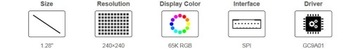 ЖК-дисплей 1,28 дюйма, 240 x 240 пикселей, RGB SPI, Arduino RPi STM32