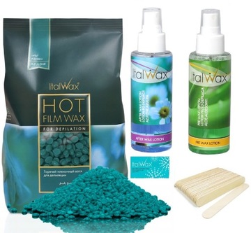Italwax ZESTAW do depilacji WOSK TWARDY AZULEN 500
