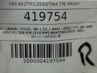 фото thumb №5, Pas безопасности правый задняя lexus rc спортивный/купе