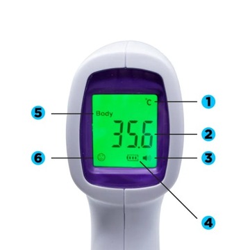 TERMOMETR BEZDOTYKOWY NA PODCZERWIEŃ LCD ELEKTRONICZNY DOKŁADNY CZOŁO UCHO