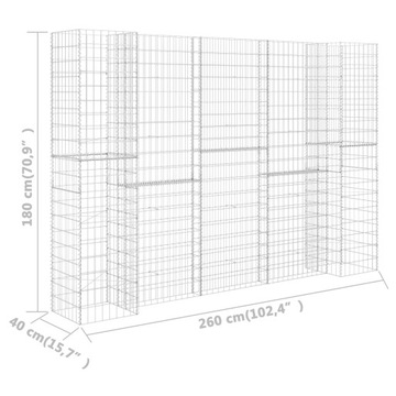 KOSZ GABION DONICA GABIONOWY ŚCIANA Gabionowa Siatka 260x40x180 cm