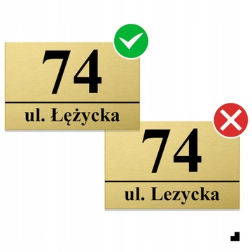 АДРЕСНАЯ ТАБЛИЧКА С НОМЕРОМ ДОМА 32x21 см Золото + ПРОСТАВКИ