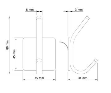 Вешалка с двойной ручкой, самоклеящийся крючок, сталь.