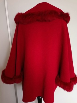 Красивое пончо ANCORA, натуральный мех и шерсть, M-XL