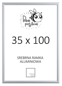 СЕРЕБРЯНАЯ АЛЮМИНИЕВАЯ РАМА 35x100 ПОСТЕР 100x35