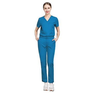 KOMPLET MEDYCZNY DAMSKI SCRUB UNIFORM UBRANIE MODEL 42019 NIEBIESKI ROZ. XL
