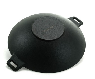 WOK PATELNIA ŻELIWNA 31cm Pokrywą INDUKCJA GAZ