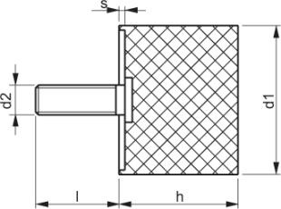 Виброизолятор Тип D 30X20 M8X20 Мягкая Резина