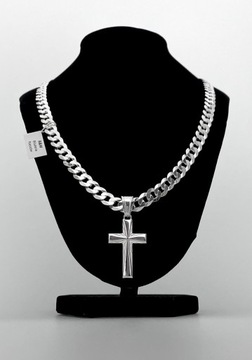 Серебряная цепь Pr.925 8 мм теста 60 см + крест