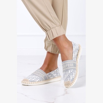 ESPADRYLE SLIP ON DAMSKIE Z NAPISAMI PLECIONE r 38