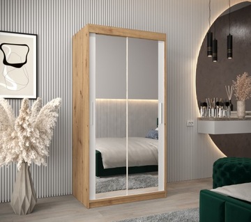Szafa przesuwna sypialniana z regałami T3 100 cm