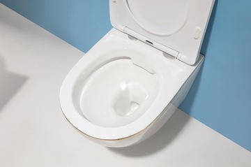 STELAŻ SLIM 35cm ARBO + MISA WC ARBO LINE WHITE / ZŁOTA+PRZYCISK DO WYBORU