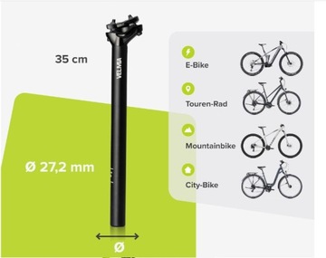 Sztyca Rowerowa VELMIA 27.2 Łatwy Montaż Regulacja Wysokości