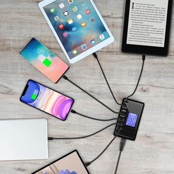 8-ПОРТОВОЕ МНОГОФУНКЦИОНАЛЬНОЕ ЗАРЯДНОЕ УСТРОЙСТВО USB С ЖК-ДИСПЛЕЕМ ДЛЯ ТЕЛЕФОНА