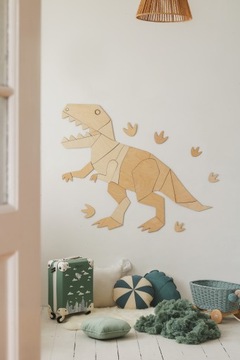 Настенное украшение в виде динозавра T-Rex в технике оригами, размер XL