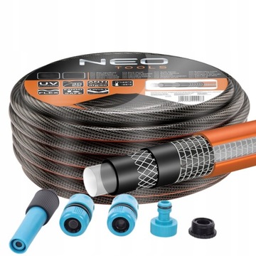 САДОВЫЙ ШЛАНГ NEO НЕСКРУЧЕННЫЙ 6-СЛОЙНЫЙ 30 БАР 1/2'' 20 М + коннекторы ПОЛИЦ.