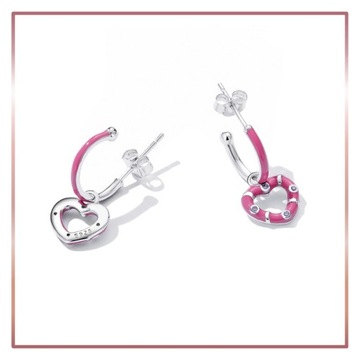 Серебряные серьги СИЯЮЩАЯ ЭМАЛЬ СЕРДЕЧКИ S925