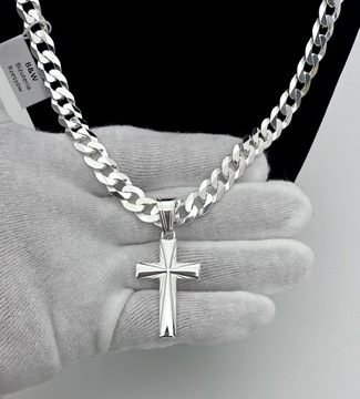 Серебряная цепь Pr.925 8 мм теста 60 см + крест