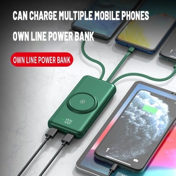 Беспроводное зарядное устройство Power Bank 80000 мАч, портативное зарядное устройство, быстрая зарядка, цифровое устройство W