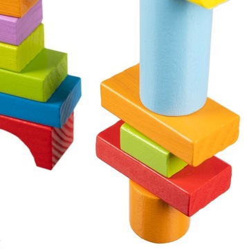 Klocki Drewniane Układanka Edukacyjne Miasto Sorter Zestaw w Wiaderku 100EL