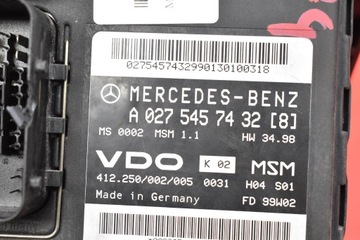 фото thumb №8, Компьютер блок управления двигателя a0275457432 mercedes a-klasa w168 1.6 8v 102 km