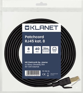 MOCNY KABEL SIECIOWY INTERNETOWY LAN ETHERNET 40GBS RJ45 KAT.8 10M