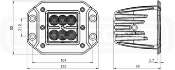 Lampa robocza 4xLED 600 LM 14W + podłączenie