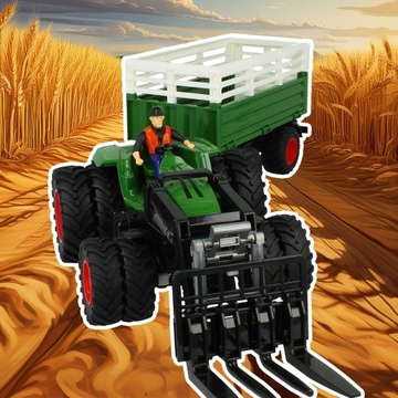 TRAKTOR ZDALNIE STEROWANY ŚWIATŁA LED ZABAWKA NA PILOTA PRZYCZEPKA FIGURKA
