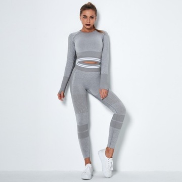КОМПЛЕКТ спортивных леггинсов PUSH UP бесшовный ТОП формирующий HIGH WAIST M