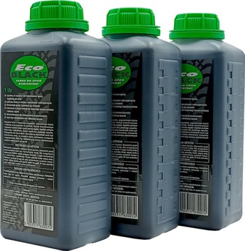 Черная краска для шин EcoBlack, протравливающий концентрат 1:1, вода, 1 л консерванта.