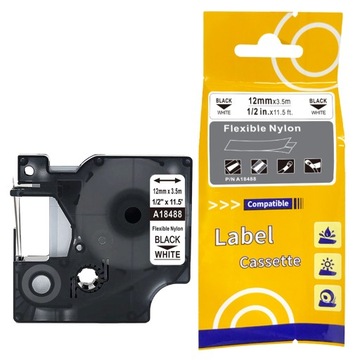 Taśma nylonowa 12mm 3,5m do DYMO RHINO 18488 Biała S0718100