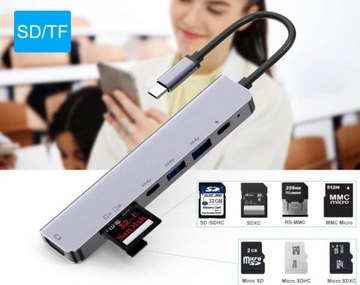 Адаптер HUB 7in1 USB-C HDMI 4K SD Macbook Pro / Air