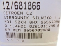 фото thumb №5, Citroen c2 бортовой компьютер 9656709880 1,4hdi 0281011785