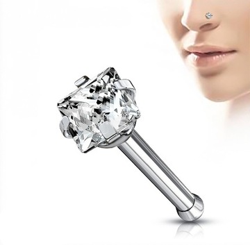 Кольцо в носу с цирконием NOSTRIL SS316L
