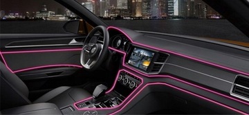 1M Światłowód El Wire Neon pasek LED RÓŻOWY dekoracja wnętrza auta