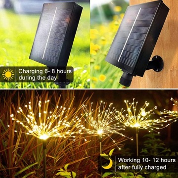 СОЛНЕЧНАЯ ЛАМПА ДЛЯ УКРАШЕНИЯ САДА ДЕРЕВО ДАНДУЛЯРЫ ФЕЙЕРВЕРКИ 120 LED 4ШТ.