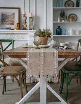 Bieżnik na stół do salonu do pokoju z frędzlami boho shabby 30/200cm