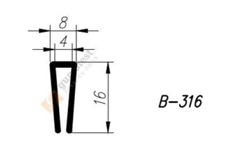 КРОМОЧНАЯ ПРОКЛАДКА B-316 ТИП U НА КРОМКЕ 4 ММ
