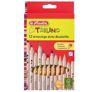 KREDKI OŁÓWKOWE TRILINO HERLITZ TRÓJKĄTNE 12 KOL.
