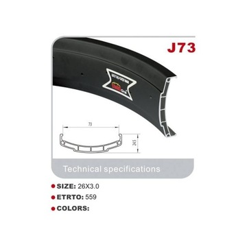 Обод FATBIKE FAT BIKE STARS CIRCLE J73 26 дюймов 81 мм 36 h 1,3 кг