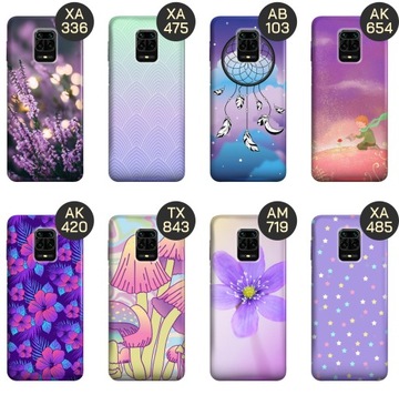 ETUI DO XIAOMI REDMI NOTE 9 PRO WZORY FIOLETOWE FIOLET KSZTAŁTY OBUDOWA