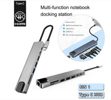 АДАПТЕР-концентратор-разветвитель USB-C TYPE-C НА 4x USB 8в1 ПЕРЕДАЧА