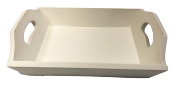 TACA DREWNIANA DEKORACYJNA PROSTOKĄTNA BIAŁA 26 CM